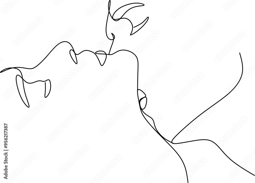 Abstract man and woman touch by one line vector drawing. Love of a man and a woman. Abstract man and woman touch by one line vector drawing. Love of a man and a woman.