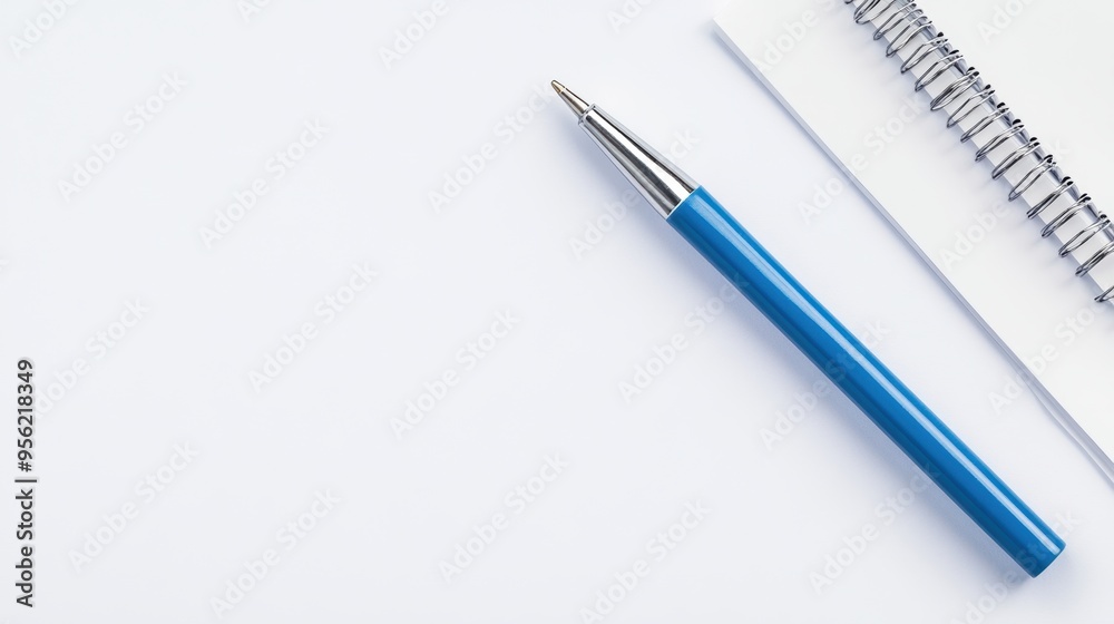 A clean workspace featuring a blue pen and a notepad, ideal for writing ideas, notes, or brainstorming sessions. A clean workspace featuring a blue pen and a notepad, ideal for writing ideas, notes, or brainstorming sessions.