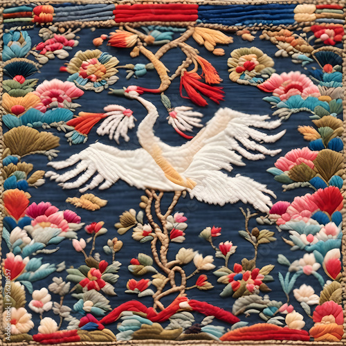 Korean style traditional embroidery pattern