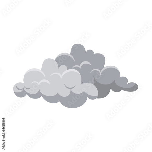 Grey clouds isolated on white background. Rain thunder cloud sky