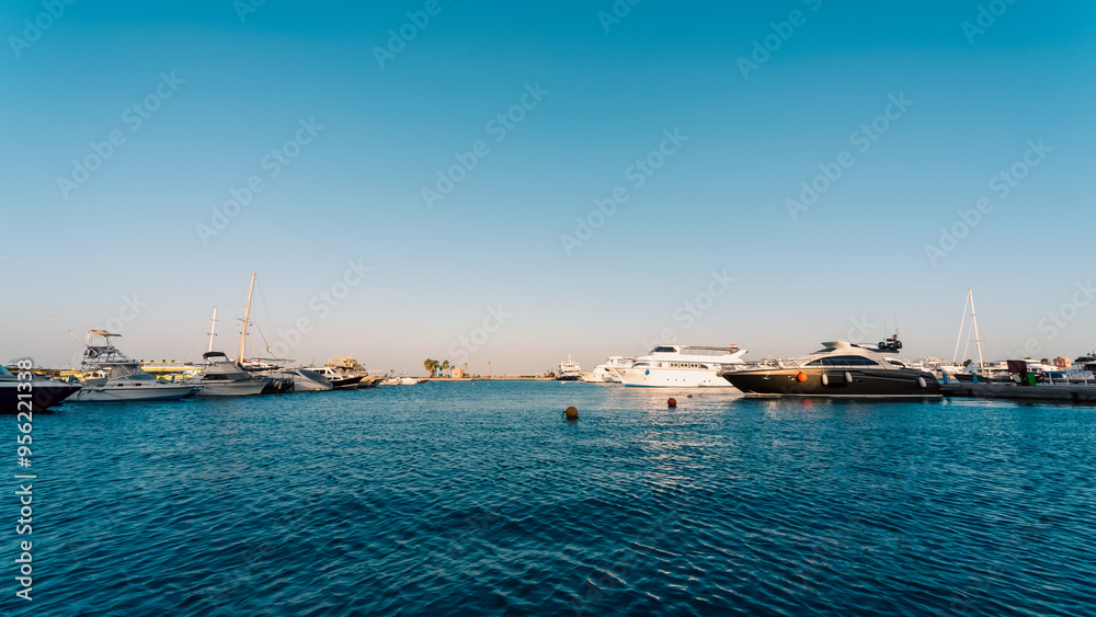 embankment street of the Red Sea in Egypt with ships boats embankment street of the Red Sea in Egypt with ships boats
