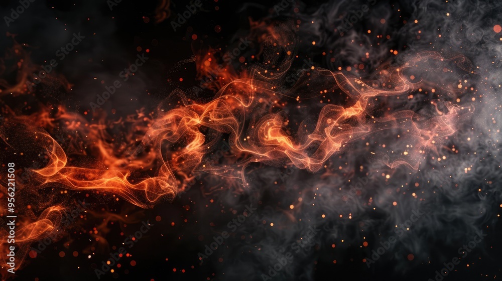 Fire particle Embers debris on isolated black background Smoke on background texture Fire particle Embers debris on isolated black background Smoke on background texture