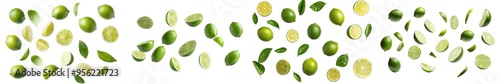 Selective focus on lime slice on white background © Zaleman