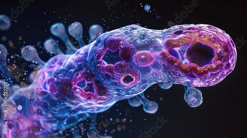 Amoeba proteus chaos diffluens large amoeba with broad rounded pseudopodia a large single nucleus and contractile vacuole 500 Aum differential interference contrast photo