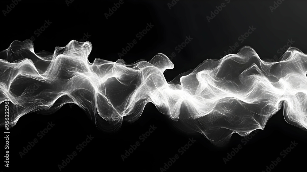 Fototapeta premium Abstract White Flowing Lines on Black Background