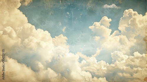 cloud and sky with grunge paper texture photo