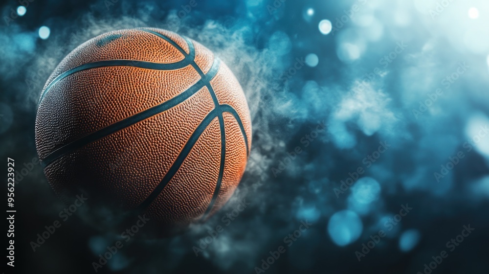 Basketball in Smoke and Blue Lights Basketball in Smoke and Blue Lights