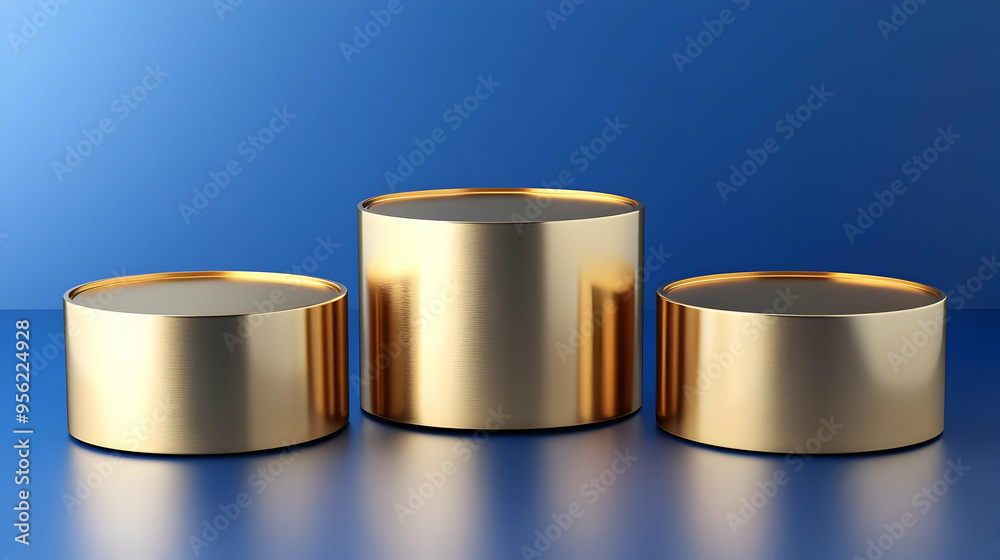 Gold Podium on Blue Background Product Display Stand Award Ceremony Presentation Minimalist Design Gold Podium on Blue Background Product Display Stand Award Ceremony Presentation Minimalist Design