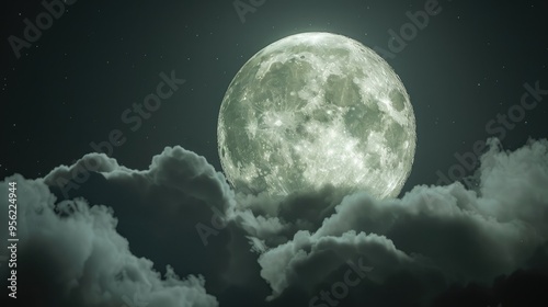 Full moon hiding behind the cloud