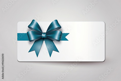 Blank Gift Card Template with Blue Bow