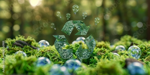 Green plant with recycling symbol