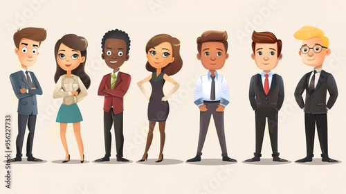 Wallpaper Mural Stunning Cartoon Business People and Characters: A Dynamic and Creative Workplace Visual. Showcasing Professionalism and Imagination. Torontodigital.ca