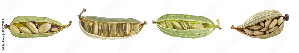 White background, clipping path, depth of field full, cardamom isolated White background, clipping path, depth of field full, cardamom isolated