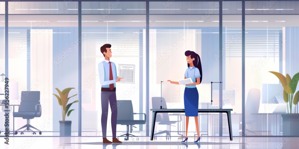 illustration of superior and subordinate giving award certificates, giving the best business charter illustration of superior and subordinate giving award certificates, giving the best business charter