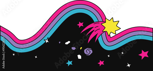 Groovy Colorful Space Themed Border