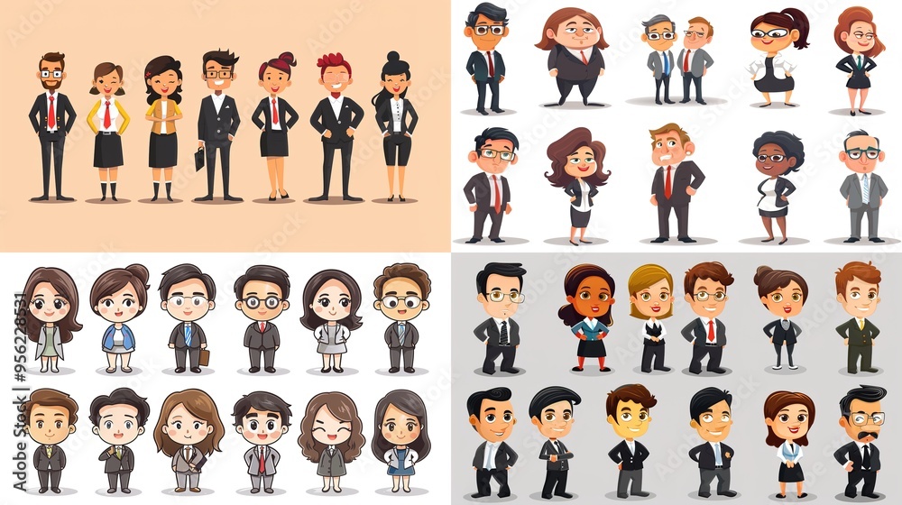 Stunning Cartoon Business People and Characters: A Dynamic and Creative Workplace Visual. Showcasing Professionalism and Imagination. Stunning Cartoon Business People and Characters: A Dynamic and Creative Workplace Visual. Showcasing Professionalism and Imagination.