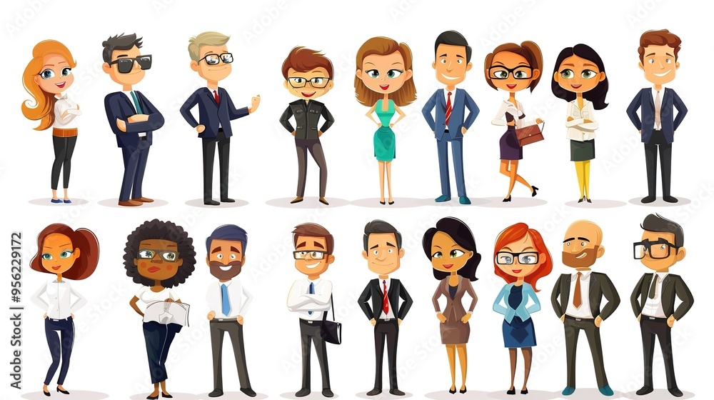 Stunning Cartoon Business People and Characters: A Dynamic and Creative Workplace Visual. Showcasing Professionalism and Imagination. Stunning Cartoon Business People and Characters: A Dynamic and Creative Workplace Visual. Showcasing Professionalism and Imagination.