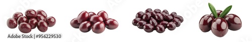 Isolated red olives on a white background with selective focus