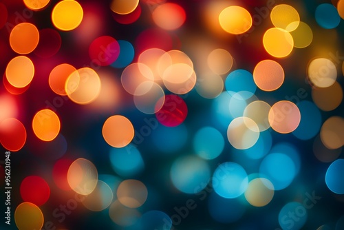 Colorful bokeh lights in vibrant shades of red, orange, blue, and yellow.