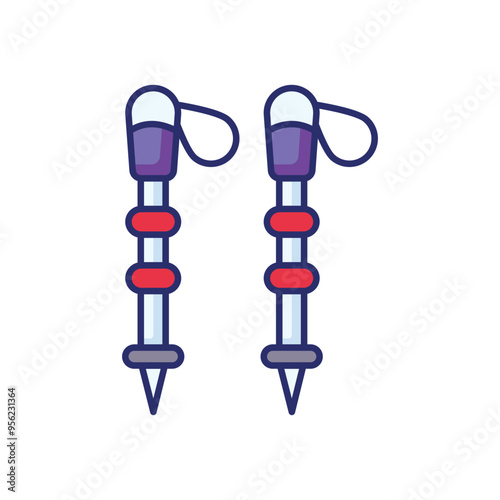 Trekking Poles icon vector stock illustration