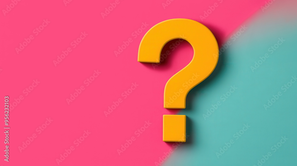 Vibrant Bold Question Mark, a striking flat design illustration featuring an oversized question mark in vivid colors, symbolizing curiosity and inquiry in a modern aesthetic. Vibrant Bold Question Mark, a striking flat design illustration featuring an oversized question mark in vivid colors, symbolizing curiosity and inquiry in a modern aesthetic.