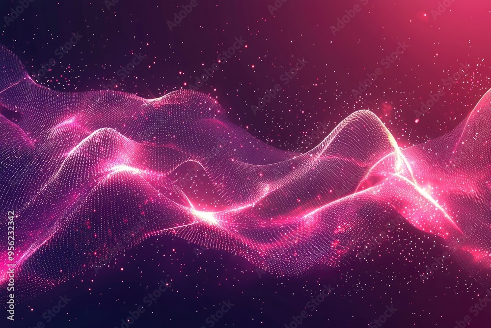 Abstract Pink and Purple Digital Wave with Scattered Lights Abstract Pink and Purple Digital Wave with Scattered Lights
