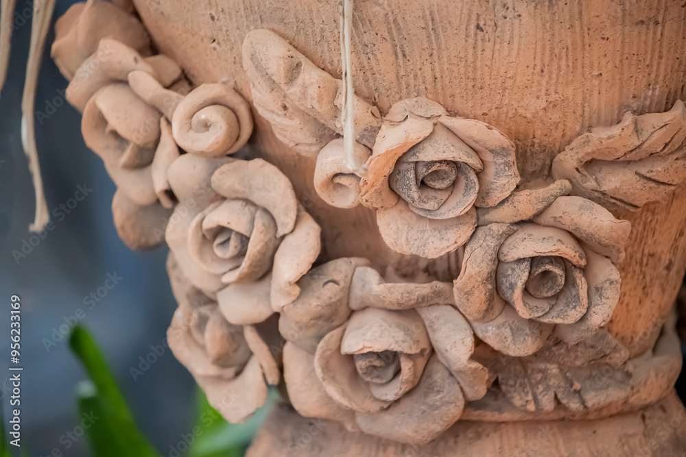 Decorative of the clay doll in the garden Decorative of the clay doll in the garden