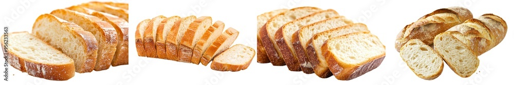 Full-depth of field image of bread, long loaf, isolated on white background Full-depth of field image of bread, long loaf, isolated on white background