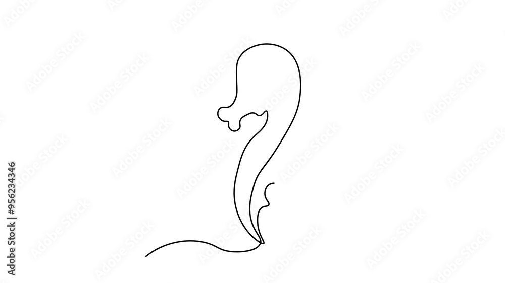 Abstract Seahorse. Self drawing animation one continuous line draw, logo Abstract Seahorse. Self drawing animation one continuous line draw, logo