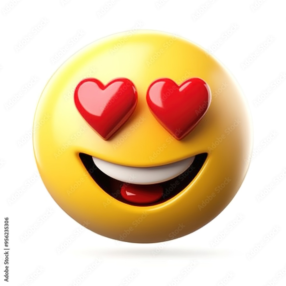 An emoji of the heart-eyes face, on a white background An emoji of the heart-eyes face, on a white background
