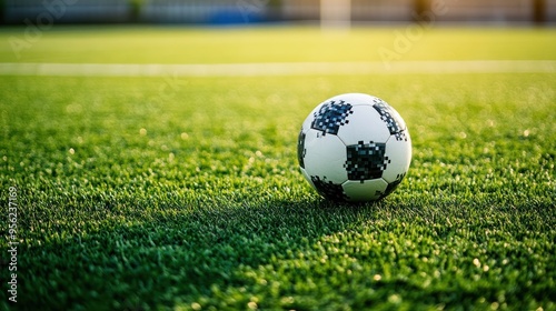 Soccer Ball on a Green Field photo