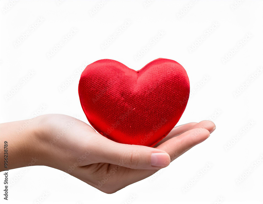 Obraz premium an image of red engagement box holding by hand of young girl