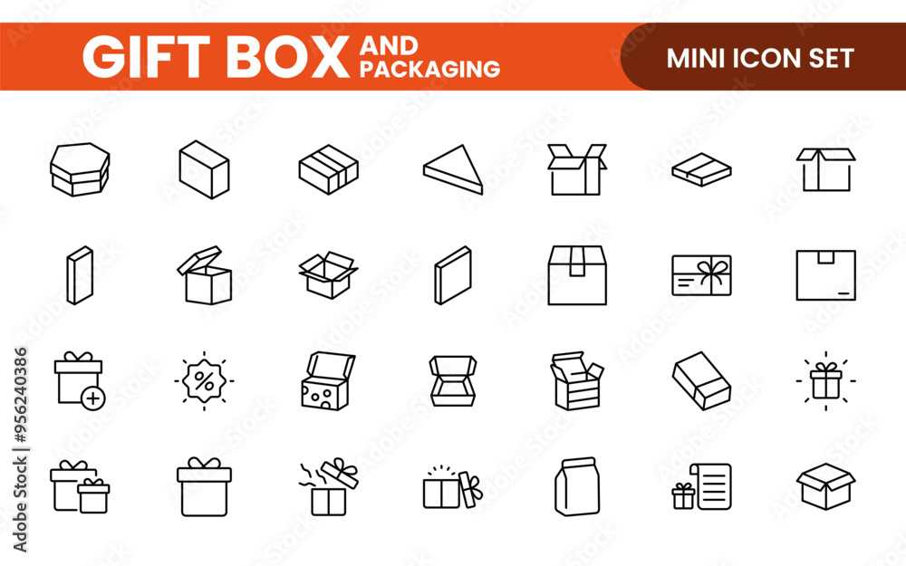 Elegantly Crafted Gift Box & Packaging Icon Set: Perfect for Celebrating Special Occasions, Events, and Holidays with High-Quality Icons that Enhance Branding, Digital Designs, and Print Media Elegantly Crafted Gift Box & Packaging Icon Set: Perfect for Celebrating Special Occasions, Events, and Holidays with High-Quality Icons that Enhance Branding, Digital Designs, and Print Media