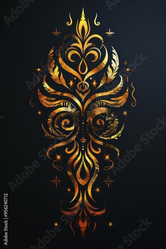 Golden Ornate Design with Eyes