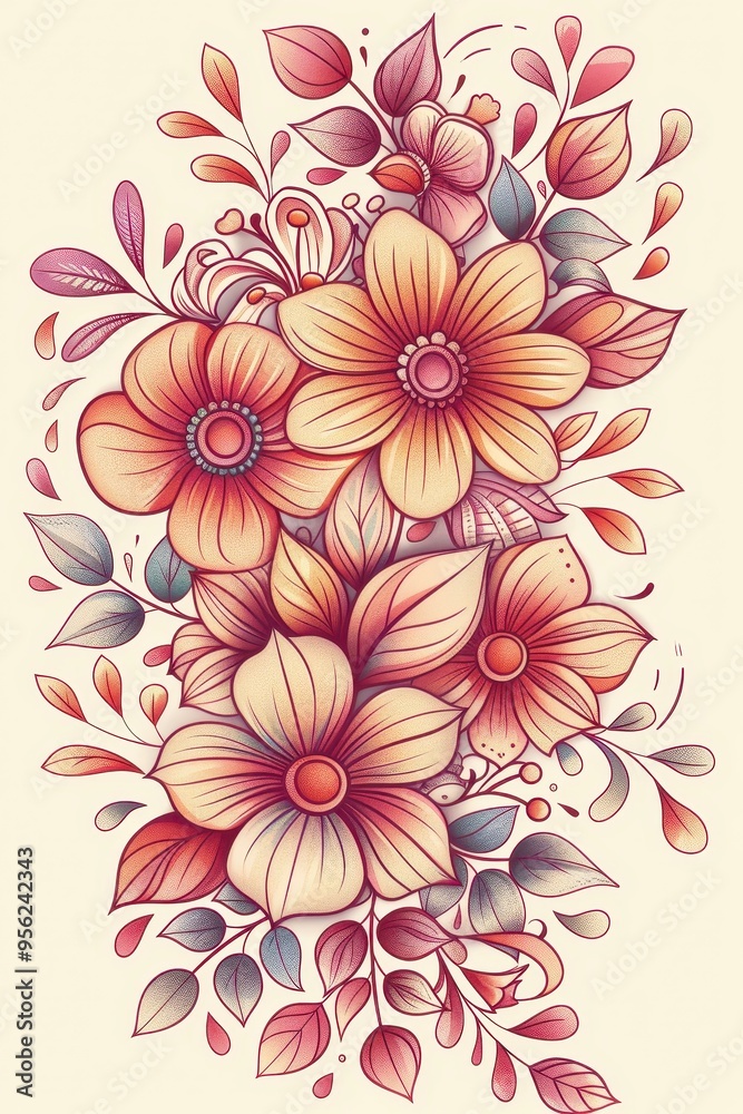 Fototapeta premium Delicate Watercolor Floral Bouquet
