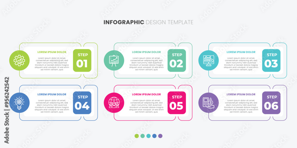 infographic design template with 6 options or steps with colorful infographic design template with 6 options or steps with colorful