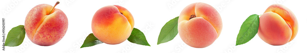 Isolated flat peach on white background, full depth of field Isolated flat peach on white background, full depth of field