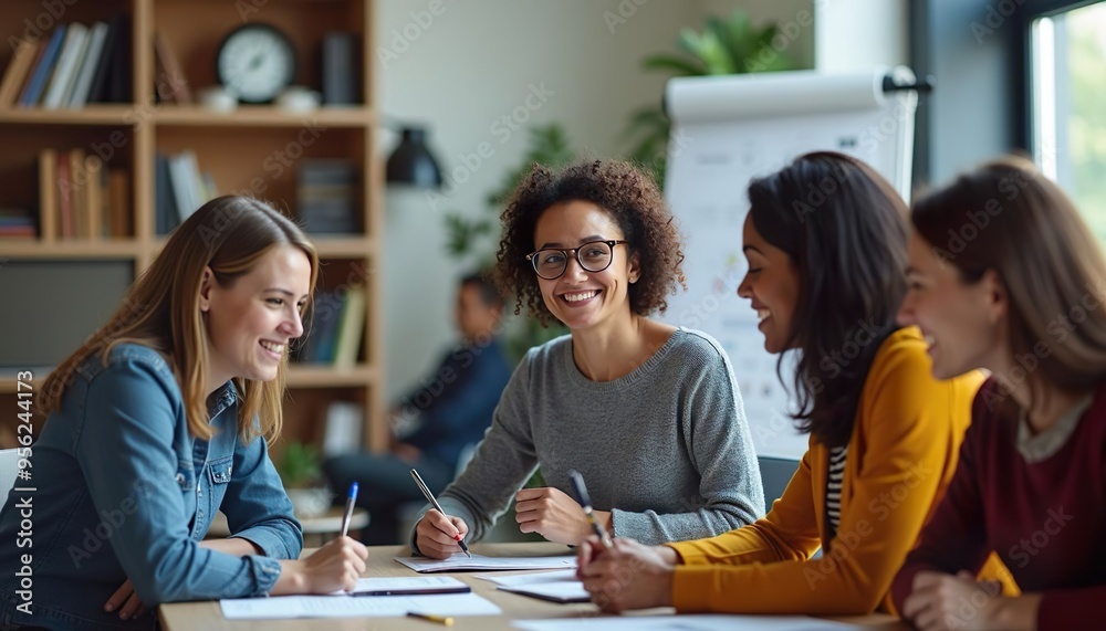 Obraz premium Motiviertes Team bei einem inspirierenden Brainstorming im modernen Büro