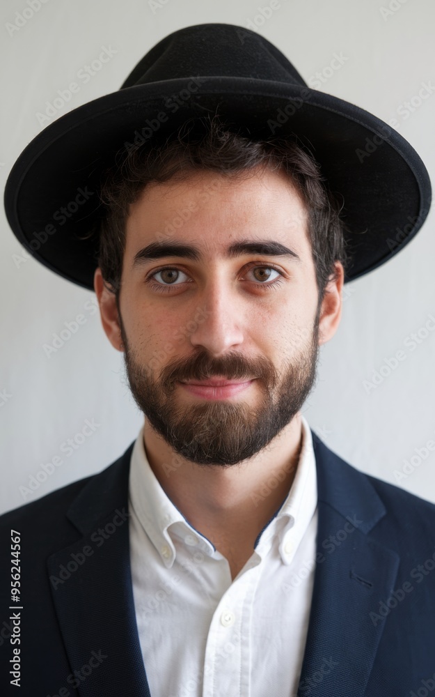 Portrait of a Young Orthodox Jewish Man in Traditional Attire Portrait of a Young Orthodox Jewish Man in Traditional Attire