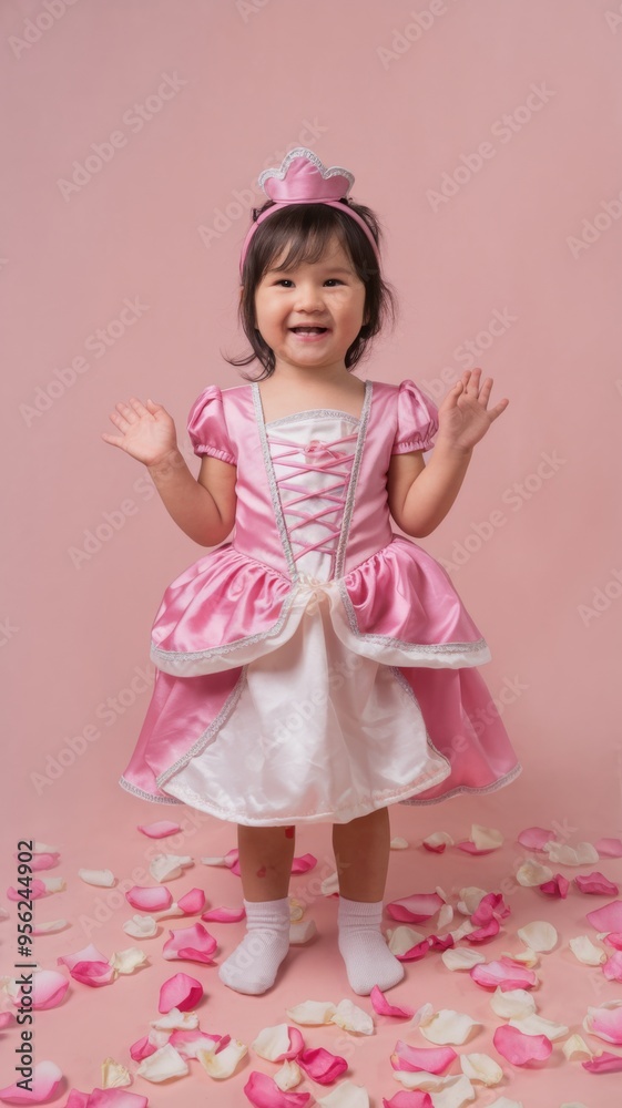 Cute Japanese Girl in Pink Princess Halloween Costume Cute Japanese Girl in Pink Princess Halloween Costume