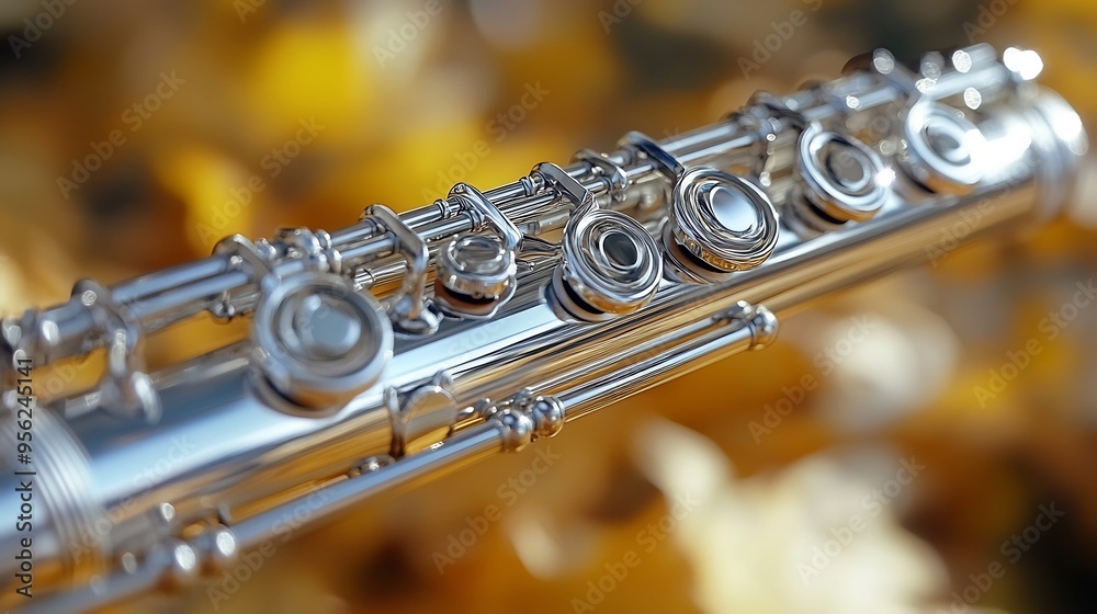 Fototapeta premium Flute silver finish elegant key design and reflective surface