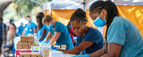 Community members establish a pop-up clinic, supporting health needs and fostering engagement.