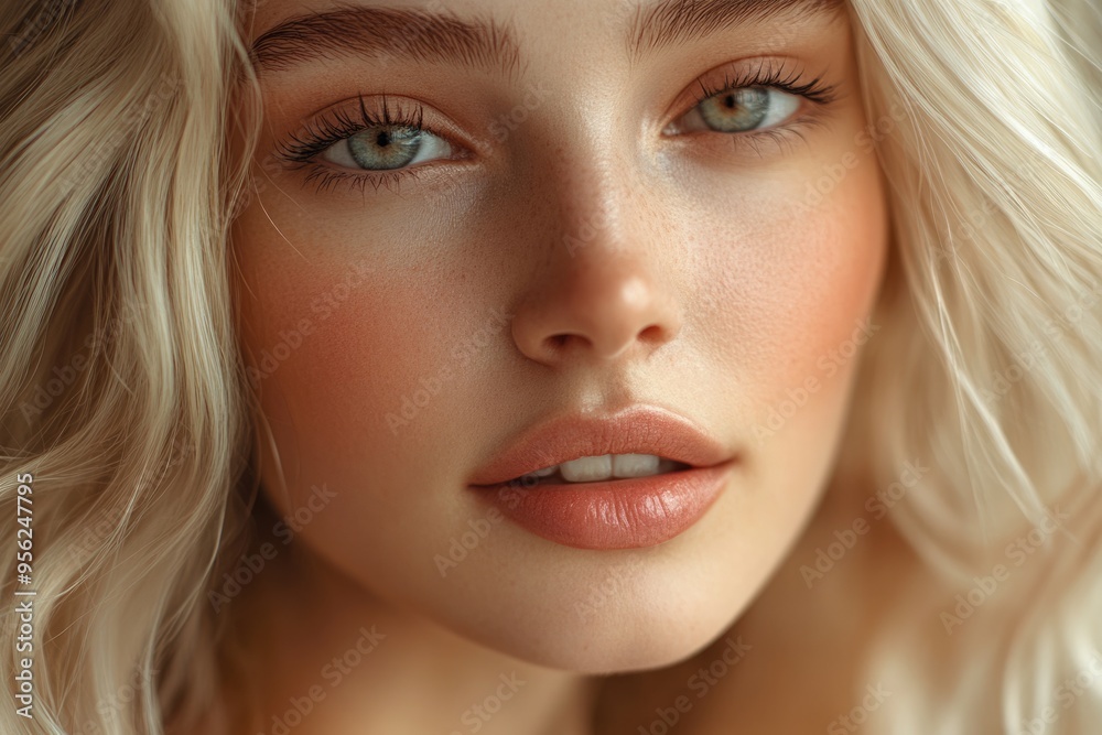 Fashion photo of blonde beauty with natural make up Fashion photo of blonde beauty with natural make up