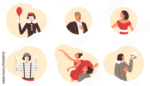 Set of vector artists for stickers or flyers. Isolated background.