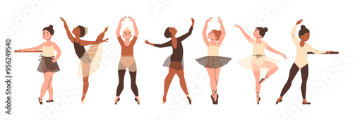 Children's ballet class vector illustration
