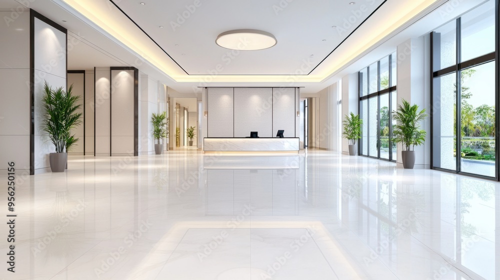 Tranquil Elegance: Minimalist Luxury Hotel Lobby in Soft Pastel Hues Tranquil Elegance: Minimalist Luxury Hotel Lobby in Soft Pastel Hues