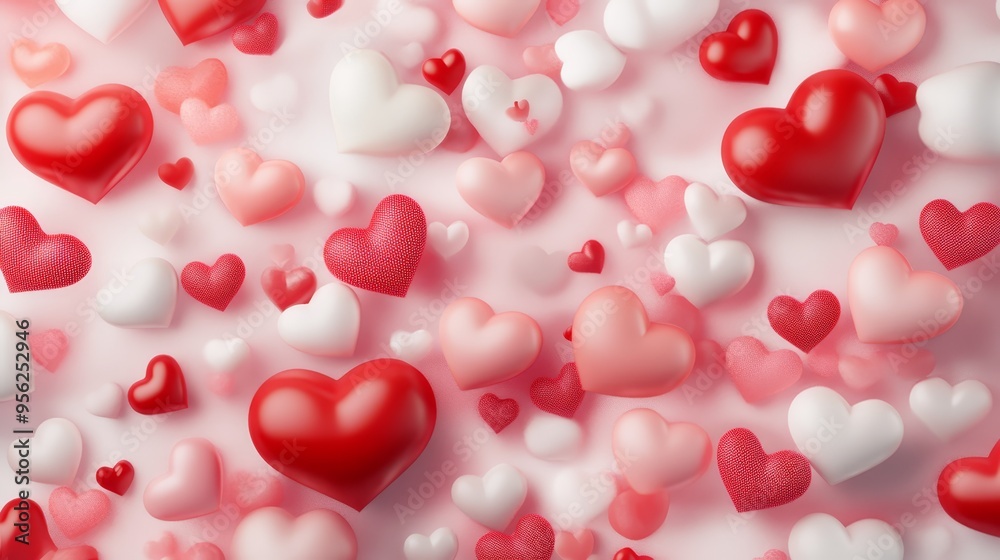 Valentine's Day Hearts Red Pink and White Heart Shapes on Pink Background Valentine's Day Hearts Red Pink and White Heart Shapes on Pink Background