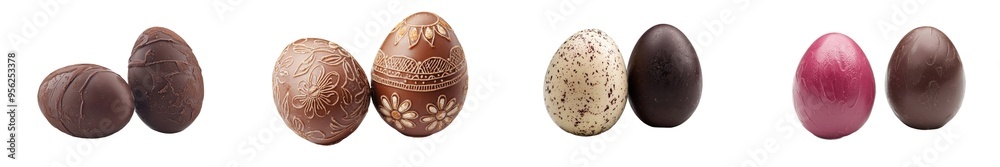 The chocolate egg is isolated on a white background, with a full depth of field The chocolate egg is isolated on a white background, with a full depth of field