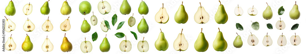 Isolated green conference pear on white background, full depth of field Isolated green conference pear on white background, full depth of field