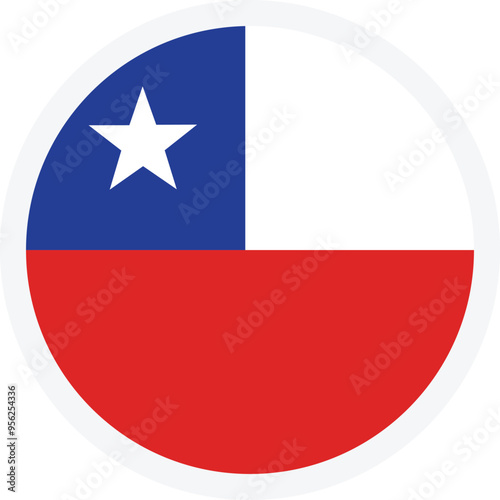 Flag of Chile. Round icon on transparent background. Vector icon, flat style
